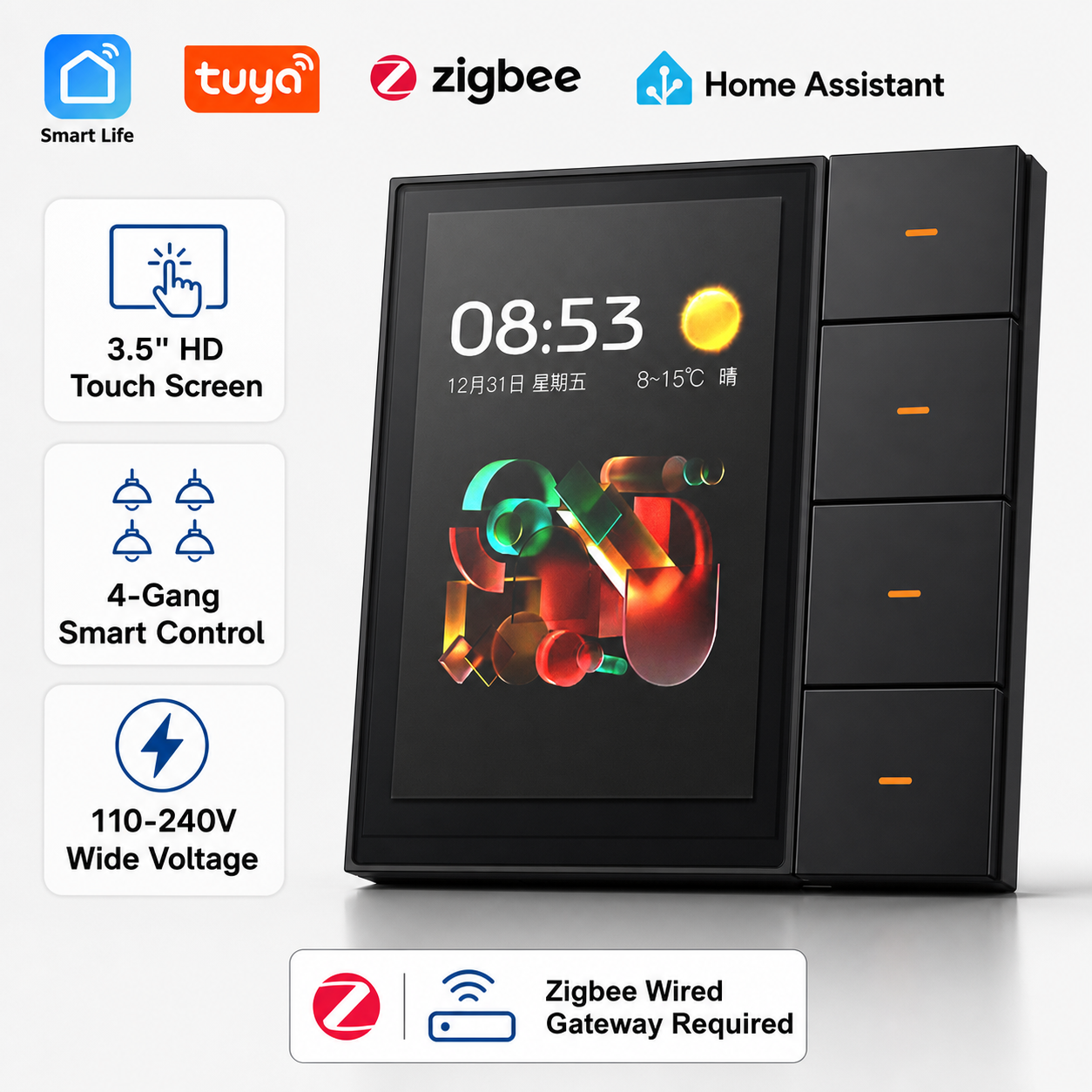 Smart Home Devices - F3-pro Tuya Smart Panel ZigBee Wall