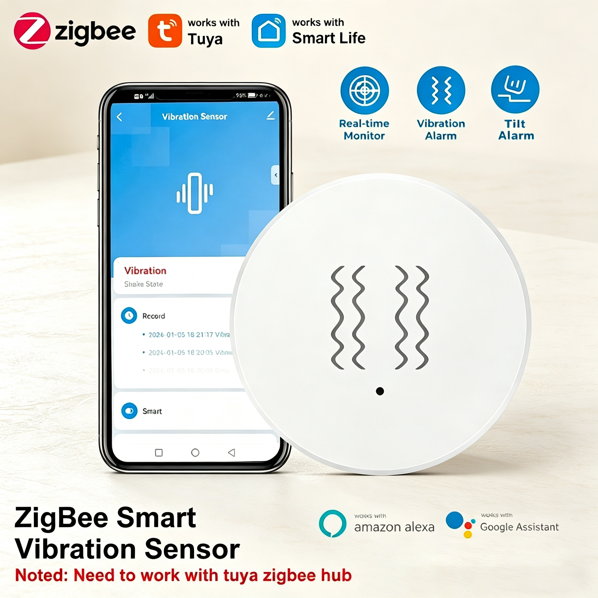 Smart Home Tools - Tuya ZigBee Smart Vibration & Tilt
