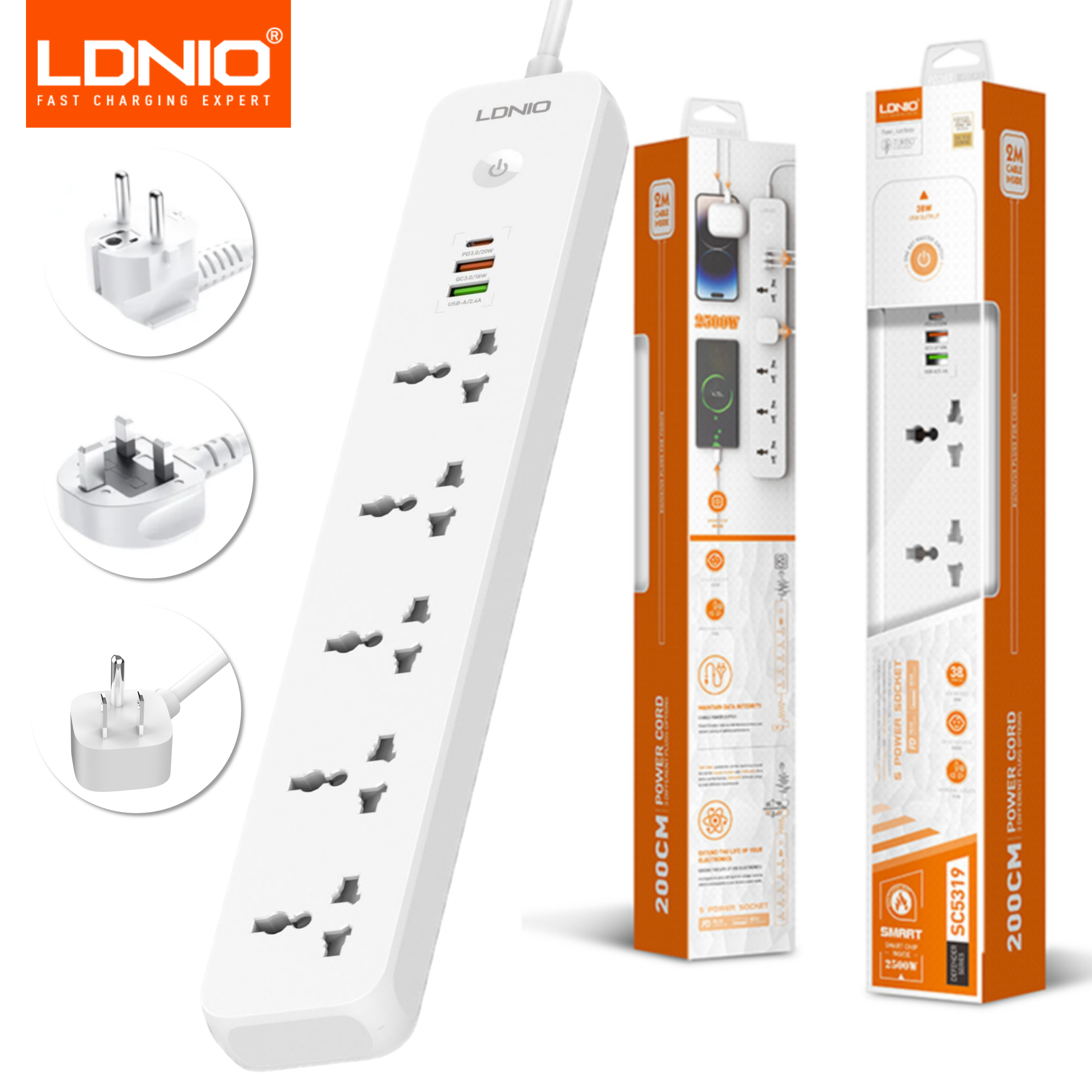 Smart Power Strip - LDNIO 2500W Power Strip with 5