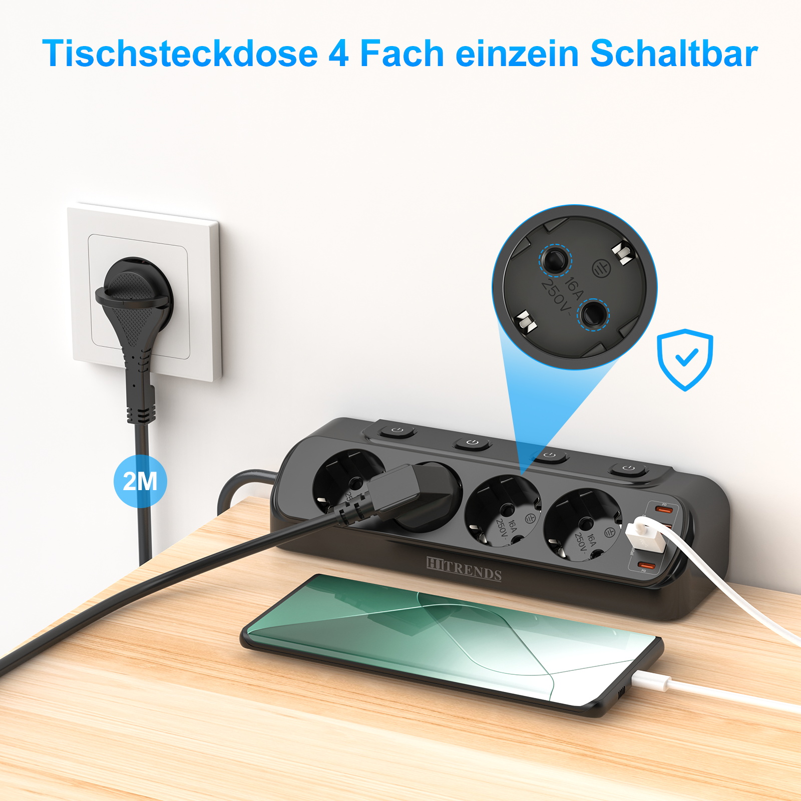 European Desktop Socket multi- - Smart Power Strip reseña y precio