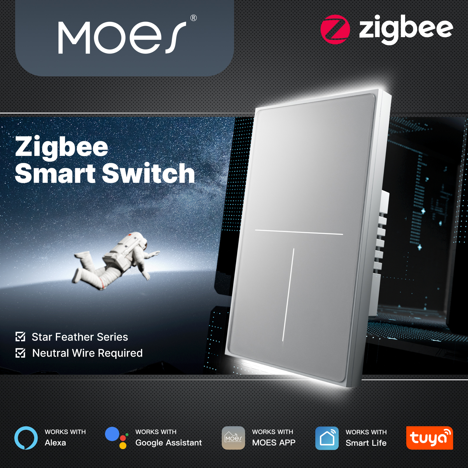 MOES Tuya ZigBee Star Feather  - Smart Home Integration reseña y precio
