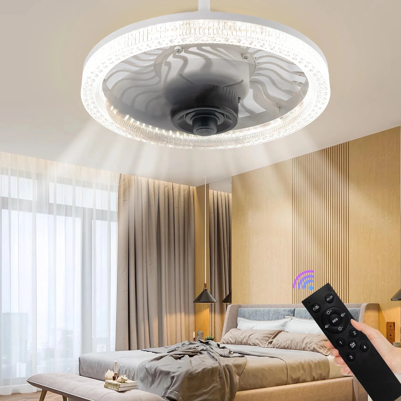 Smart LED Ceiling Fan Light wi - Smart Bulb reseña y precio