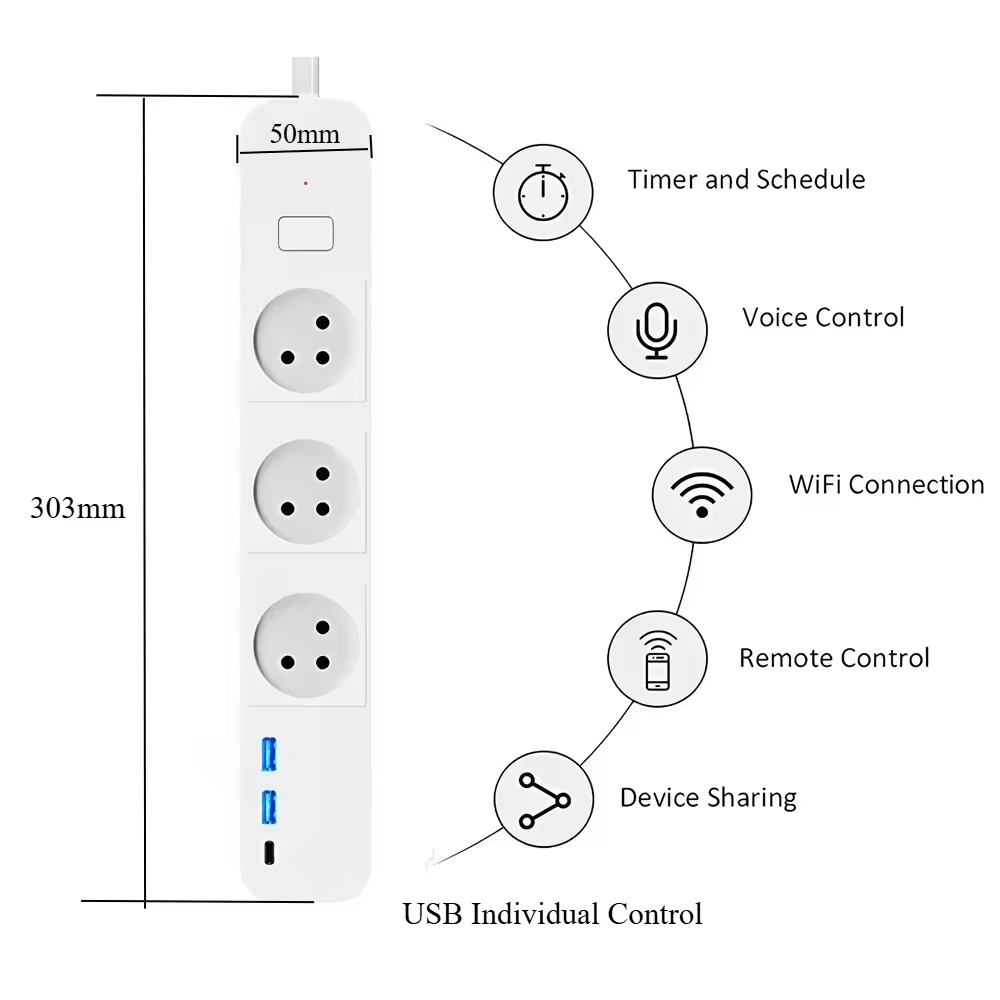 Melery WIFI Tuya App Israeli P - Smart Power Strip reseña y precio
