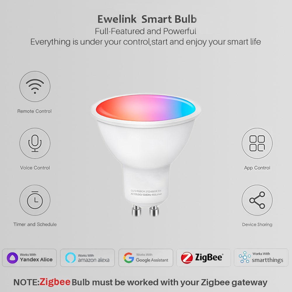 Ewelink GU10 Zigbee LED Bulbs  - Smart Home Yandex reseña y precio