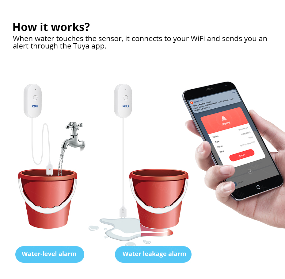 KERUI Smart  WiFi Water Sensor - Smart Home Kitchen reseña y precio