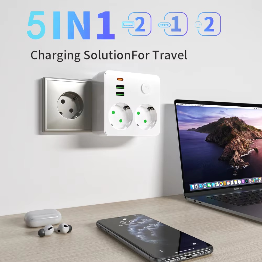 EU Plug Outlet 2 Sockets Multi - Smart Power Strip reseña y precio