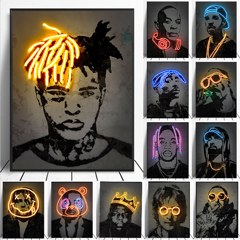 Abstract Neon Rapper Star Post - Smart Home Room reseña y precio