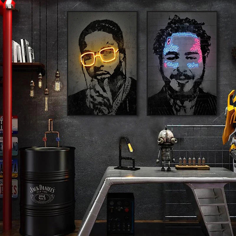 Abstract Neon Rapper Star Post - Smart Home Room reseña y precio