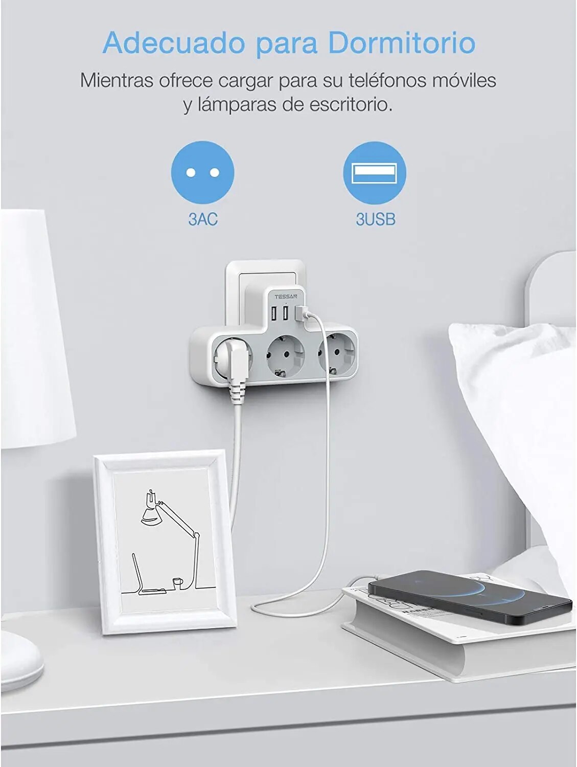 TESSAN EU Plug Power Strip wit - Smart Power Strip reseña y precio