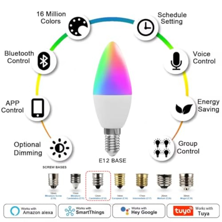 Candelabra Smart Light Bulbs 6 - Alexa Compatible Bulb reseña y precio